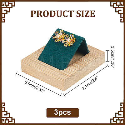 3Pcs 1-Slot Rectangle Wood Earring Display Stands EDIS-DR0001-06-1
