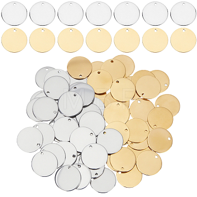 60Pcs 2 Colors Stainless Steel Pendants STAS-CY0001-11-1