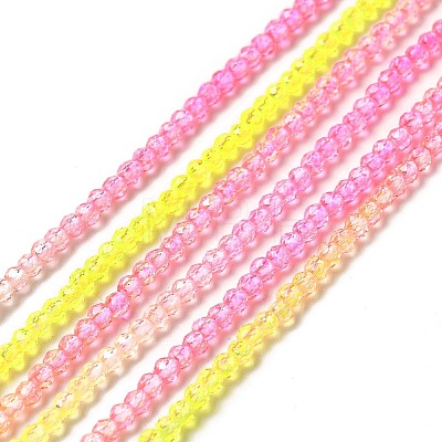 Transparent Gradient Color Glass Beads Strands GLAA-H021-01A-20-1