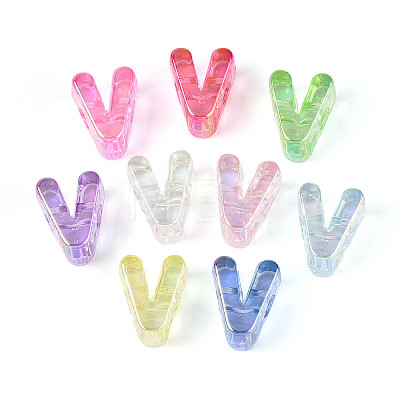 UV Plating Transparent Acrylic European Beads OACR-M027-02V-1