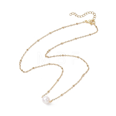 Round Natural Cultured Freshwater Pearl Pendant Necklaces X-NJEW-JN04966-1