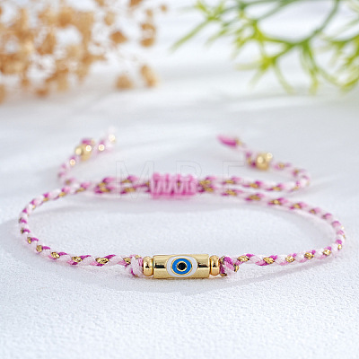 Brass Enamel Evil Eye Beaded Braided Bracelets FU6663-6-1