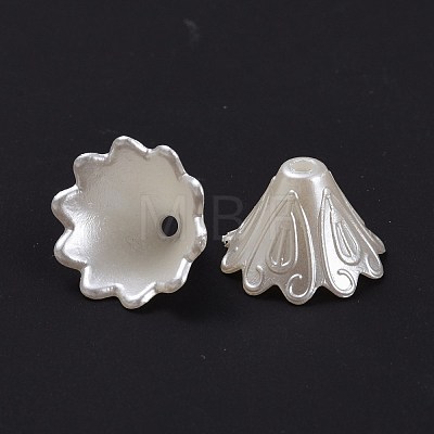 Multi-Petal Flower ABS Plastic Imitation Pearl Bead Caps OACR-R016-25-1