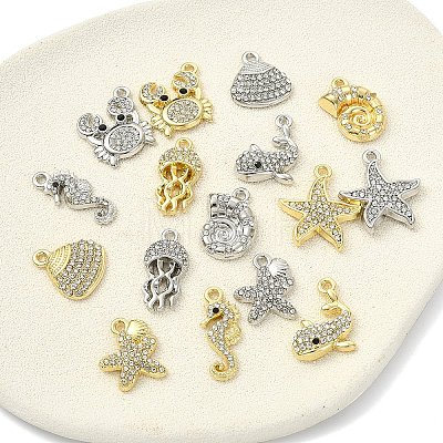 16Pcs 2 Colors 8 Styles Alloy Crystal Rhinestone Pendants FIND-YW0012-53-1
