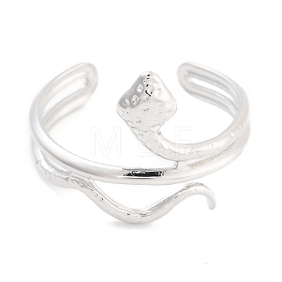 304 Stainless Steel Snake Open Cuff Rings for Women RJEW-K273-09P-1