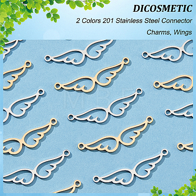 20Pcs 2 Colors 201 Stainless Steel Connector Charms STAS-DC0012-22-1