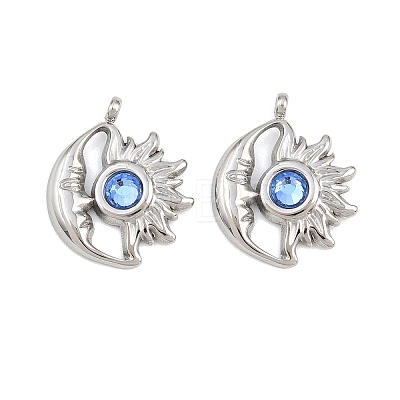 304 Stainless Steel Rhinestone Pendants STAS-Z166-24P-03-1