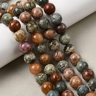 Natural Flower Agate Bead Strands G-B044-A01-03-A-1