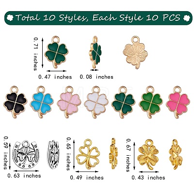 100Pcs 10 Style Alloy Pendants FIND-SZ0002-57-1