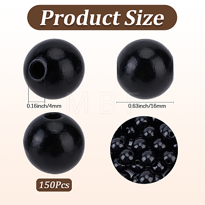 150Pcs Spray Painted Round Natural Schima Wood Beads WOOD-PA0001-69B-1