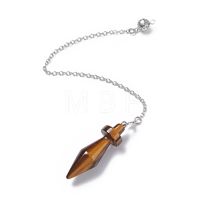 Natural Tiger Eye Pointed Dowsing Pendulums AJEW-B020-05P-02-1