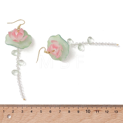 Lotus Flower Brass Dangle Earrings EJEW-TA00796-1