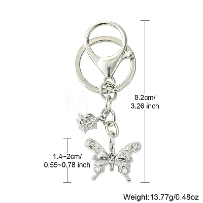 Alloy Rhineston and ABS Plastic Pearl Keychain KEYC-YW00028-01-1