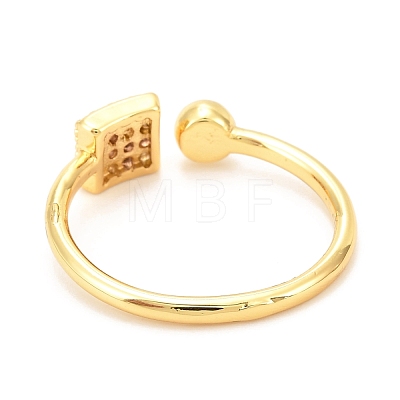 Brass Micro Pave Cubic Zirconia Cuff Ring RJEW-F118-15-1