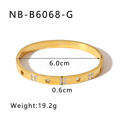 304 Stainless Steel Pave Cubic Zirconia Bangles FS-WG09E60-06-1