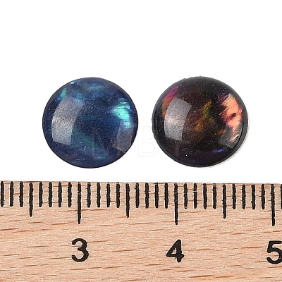 Natural Abalone Shell/Paua Shell Resin Cabochons SSHEL-K003-10MM-03-1