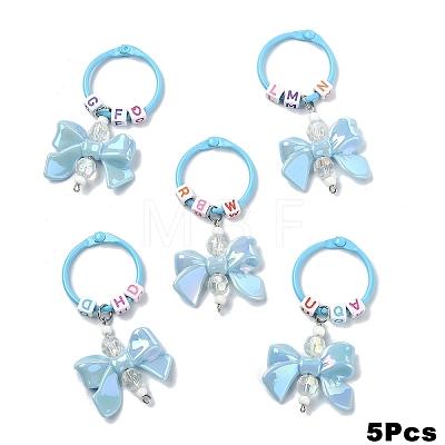 5Pcs Acrylic & Glass Seed Pendant Decorations HJEW-YW00327-02-1