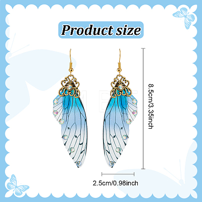 ANATTASOUL 4Pcs 4 Colors Gradient Butterfly Resin Dangle Earrings EJEW-AN0003-94-1