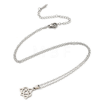 201 Stainless Steel Heart with Sailor's Knot Pendant Necklace with Cable Chains NJEW-Q317-15P-1