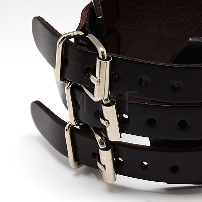 Trendy Unisex Punk Rock Style Leather Wide Wristband Bracelets BJEW-L269-02-1