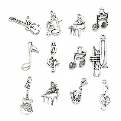 Mixed Music Theme Tibetan Style Alloy Pendants TIBEP-X0155-AS-1