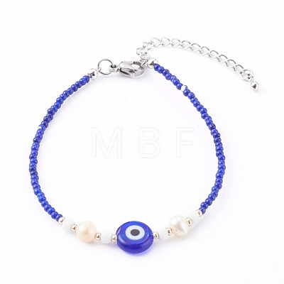 Glass Seed Beaded Bracelets BJEW-JB05967-1