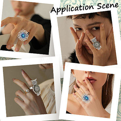 SUNNYCLUE 16Pcs 8 Style Adjustable Alloy Finger Rings Components FIND-SC0008-67-1