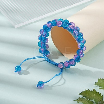Sparkling Round Glass Braided Bead Bracelet BJEW-SW00082-16-1