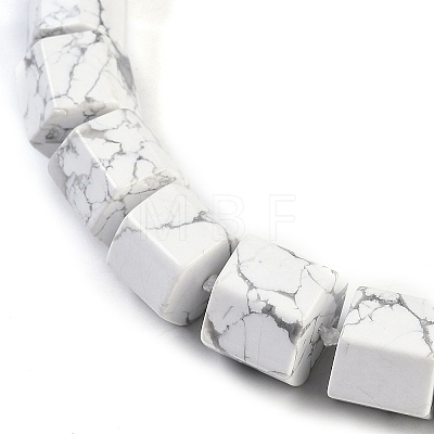 Natural Howlite Hexagon Prism Graduated Beaded Necklaces for Women Men NJEW-K388-03D-1