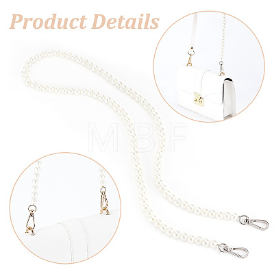 WADORN 2Pcs 2 Style ABS Plastic Imitation Pearl Beaded Bag Handles FIND-WR0006-64-1