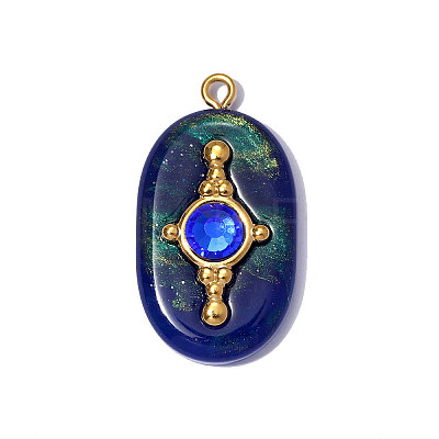 304 Stainless Steel Resin Pendants STAS-OY012-56G-1