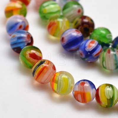 Round Millefiori Glass Beads Strands X-LK-P001-05-1