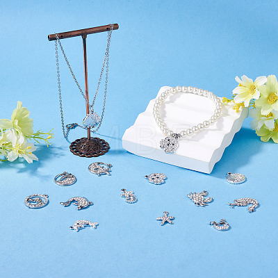 12Pcs 12 Styles Alloy Rhinestone Pendants FIND-TAD0001-02-1