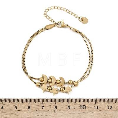 304 Stainless Steel Box Chain Multi-strand Bracelets for Women LS-BJEW-K291-01G-1