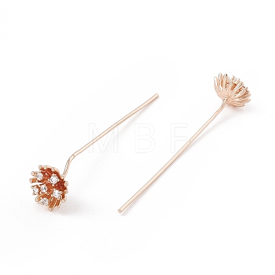 Brass Micro Pave Clear Cubic Zirconia Flower Head Pins LS-KK-G413-01KCG-1