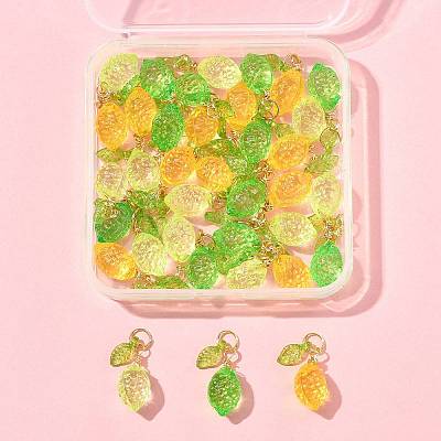 36Pcs 3 Colors Lemon Acrylic Pendants PALLOY-FS00059-02-1