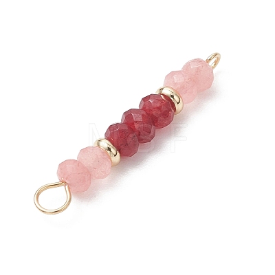 Dyed Natural Malaysia Jade Faceted Rondelle Beaded Connector Links PALLOY-JF05060-1