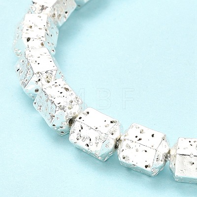 Electroplated Natural Lava Rock Beads Strands G-G984-09S-1