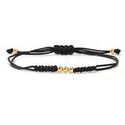 Stylish Unisex Round Brass Bead Braided Bracelets OJ1564-3-1