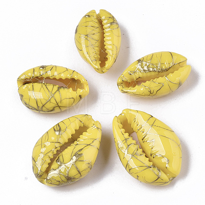 Spray Painted Natural Cowrie Shell Beads SSHEL-R047-03-A10-1