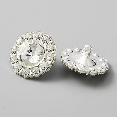Alloy Rhinestone Shank Buttons BUTT-WH0028-24A-S-1