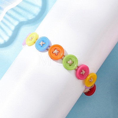 Acrylic Sewing Buttons Beaded Bracelets BJEW-JB12742-1
