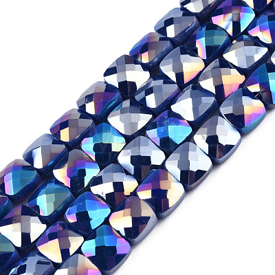 Electroplate Opaque Solid Color Glass Beads Strands EGLA-N002-42-1