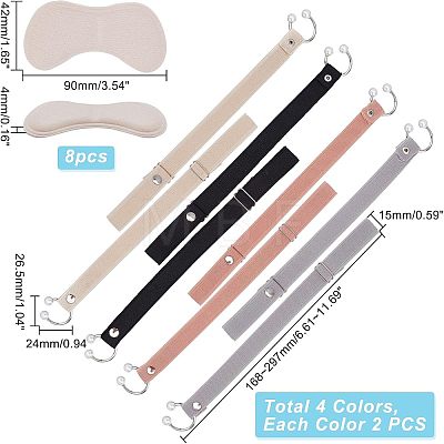  4 Pairs 4 Color Nylon Shoelaces Buckles & 4 Sets Foam Heelpiece Adhesive Pads FIND-NB0002-17-1