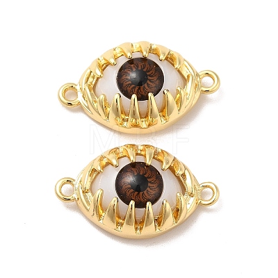 Evil Eye Resin Brass Connector Charms RESI-E026-01G-05-1