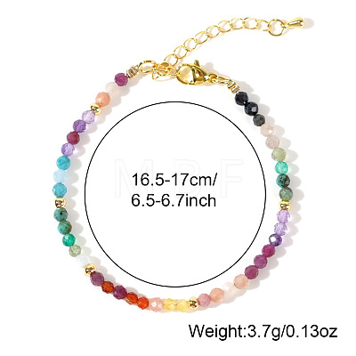 Faceted Round Natural Amethyst & Aquamarine & Apatite & Citrine & Carnelian Beaded Bracelets GF6950-1