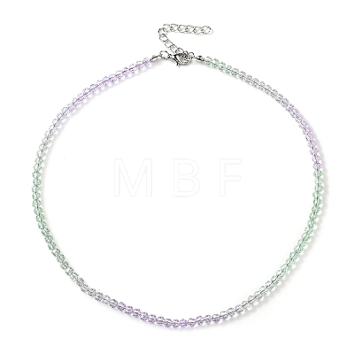 Bling Glass Round Beaded Necklace for Women NJEW-PH01490-04-1