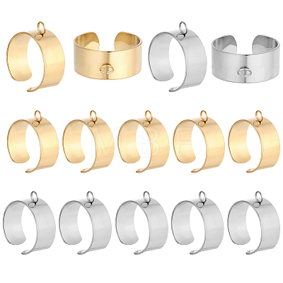 24Pcs 2 Colors 304 Stainless Steel Finger Ring Settings STAS-BBC0010-09D-1