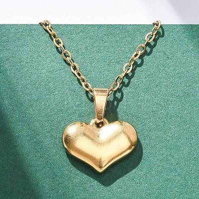 Heart 304 Stainless Steel Pendant Necklaces NJEW-H059-17G-1