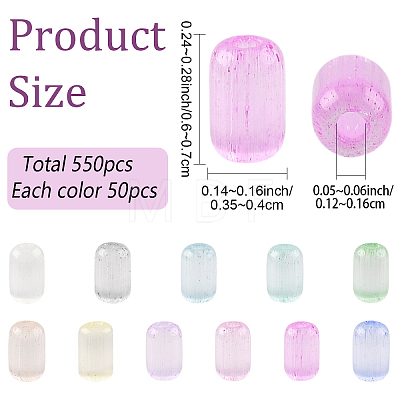 550Pcs 11 Colors Drawbench Style Glass Seed Beads SEED-YW0003-22-1